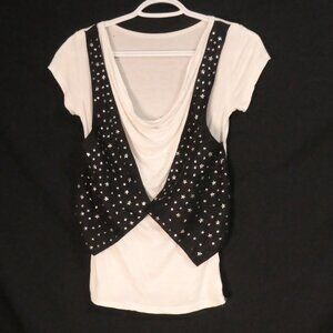 Abracadavra... Poof! One Piece White Shirt With Attached Silver Star Black Vest